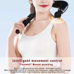 Fascia gun with long bent handle high-frequency vibration muscle massager for back neck shoulder relief deep tissue massage tool