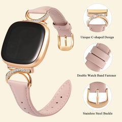 Leather Strap Compatible with Fitbit Versa 4/3 & Sense 2/Sense Smartwatch InterlockingLatch Replacement Band for Fitness Tracker