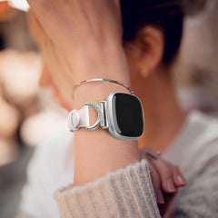 Leather Strap Compatible with Fitbit Versa 4/3 & Sense 2/Sense Smartwatch InterlockingLatch Replacement Band for Fitness Tracker