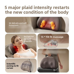 Electric Cervical Massage Bed Pillow Shiatsu Neck Shoulder Relaxation 3D Deep Tissue Kneading Waist Legs Ideal For Home Office