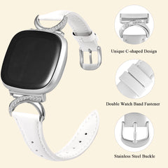 Leather Strap Compatible with Fitbit Versa 4/3 & Sense 2/Sense Smartwatch InterlockingLatch Replacement Band for Fitness Tracker