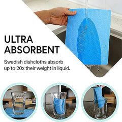 Kitchen Dishcloths, Reusable Paper Towels for Counter and Dishware - Eco-Friendly Cellulose Sponge Cloths