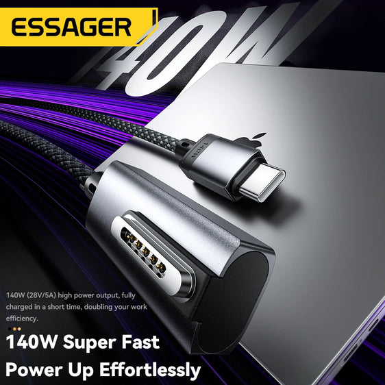 Essager USB Type C to MagSafe3 Cable 140W PD3.1 Fast Charge Magnetic Cable For Macbook Pro Air  2022 2023 MagSafe 3 Charger Cord