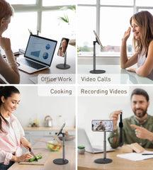 Magnetic Desk Phone Stand for iPhone16 15 14 13/12 - Phone Holder Dock with 360°Rotation, Height&Tilt Adjustable for Office/Home