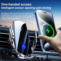 15W Car Wireless Charger Magnetic Automatic Car Mount Phone Holder For iPhone Xiaomi Samsung Infrared Induction Fast Charging