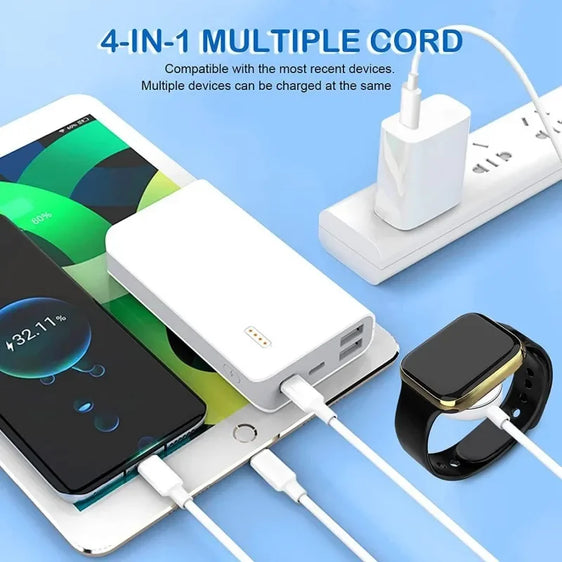 For iPhone 14 13 12 11 15 Pro Max USB Charging Date Cable 4 in 1 Magnetic Wireless Charger For Apple Watch 8 Ultra 7 6 SE 5 4 3