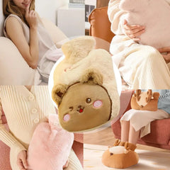 Hot Water Bottle With Soft Cover Hand Feet Warmer Cold Water Bottle Animal Cover Portable Cold Weather Warmer For Menstrual
