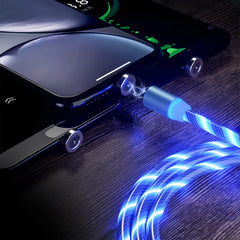 3 In1 Magnetic Current Luminous Lighting Charging Mobile Phone Cable Cle Usb C Cable LED Micro USB Type C for Iphone Huawei P50