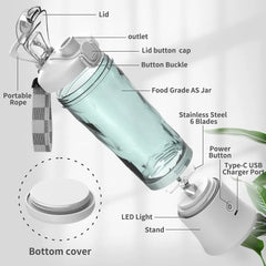 Powerful 20 oz Personal Portable Blender BPA Free USB C Rechargeable Blender with Travel Lid for Shakes Smoothies Home Travel