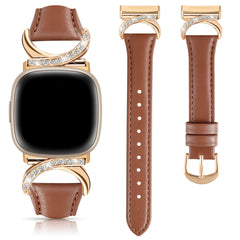 Leather Strap Compatible with Fitbit Versa 4/3 & Sense 2/Sense Smartwatch InterlockingLatch Replacement Band for Fitness Tracker