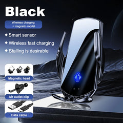 15W Car Wireless Charger Magnetic Automatic Car Mount Phone Holder For iPhone Xiaomi Samsung Infrared Induction Fast Charging
