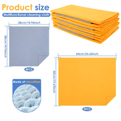 16/8 Pcs Ultra Absorbent Cleaning Shammy Reusable Kitchen Wipe Rags Household Bathroom Car Cleaning Towels Multi-Purpose