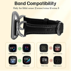 Leather Strap Compatible with Fitbit Versa 4/3 & Sense 2/Sense Smartwatch InterlockingLatch Replacement Band for Fitness Tracker