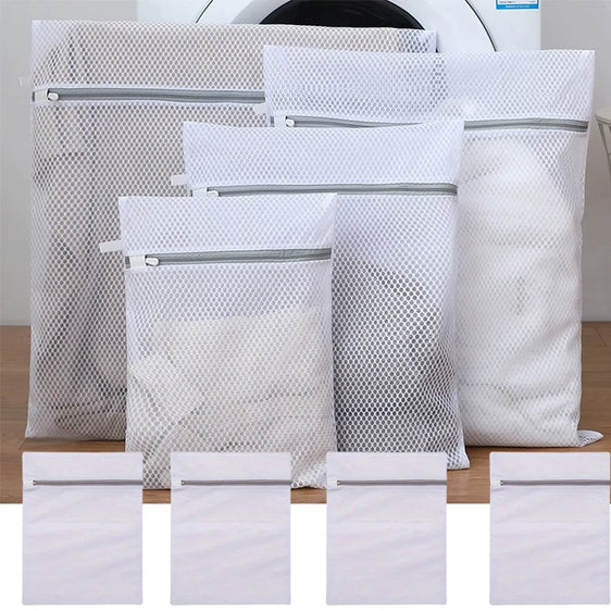 10/5Pcs Mesh Laundry Bags with Non Rust Zipper, White Laundry Bags Mesh Wash Bags, Easy Fit Bra, Sock,Lingerie,Sneaker, Laundry