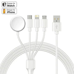 For iPhone 14 13 12 11 15 Pro Max USB Charging Date Cable 4 in 1 Magnetic Wireless Charger For Apple Watch 8 Ultra 7 6 SE 5 4 3