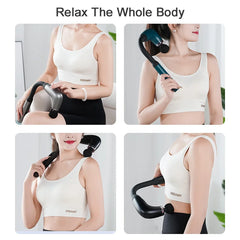 Fascia gun with long bent handle high-frequency vibration muscle massager for back neck shoulder relief deep tissue massage tool