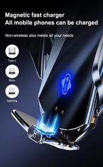 15W Car Wireless Charger Magnetic Automatic Car Mount Phone Holder For iPhone Xiaomi Samsung Infrared Induction Fast Charging