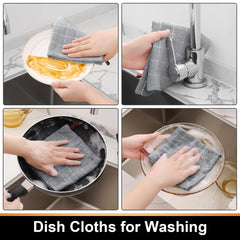 Olanly 100% Cotton Kitchen Towel Super Soft and Absorbent Household Cleaning Cloth Reusable Daily Dish Rags Thickened Dish Cloth