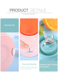 Portable Electric Fruit Juicer Wireless USB Rechargeable 6 Blades Mini Mixer Multifunction Summer Smoothie Blender Machine