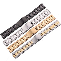 Stainless Steel Watch Strap 18mm 20mm 22mm 24mm 26mm 28mm 30mm Folding Buckle Strap Men Replacement Wristwatch Band Accessories