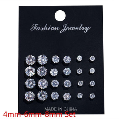 White Crystal Stud Earrings Set - Kandy's Gadgets