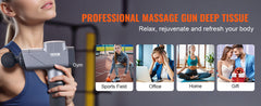 SucceBuy Massage Gun Deep Tissue Percussion Muscle Massager for Athletes w/ 8 Speed Levels 6 Massage Heads 16V 2500mAh Batteries