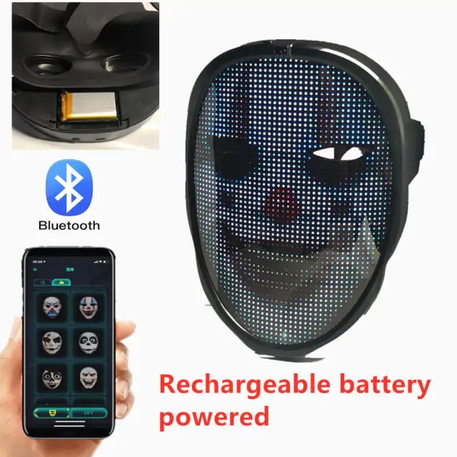 Bluetooth Light Up LED Mask - Kandy's Gadgets