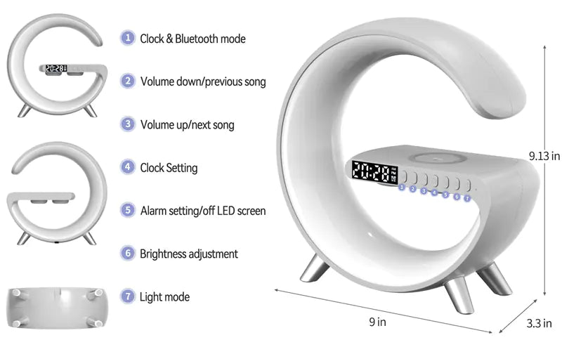 Bluetooth Speaker Wireless Charger Lamp - Kandy's Gadgets