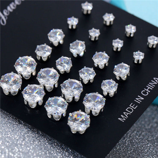 White Crystal Stud Earrings Set - Kandy's Gadgets