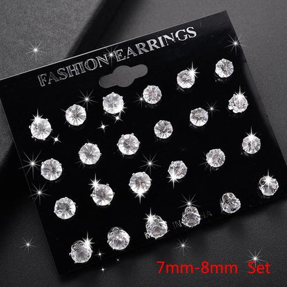 White Crystal Stud Earrings Set - Kandy's Gadgets