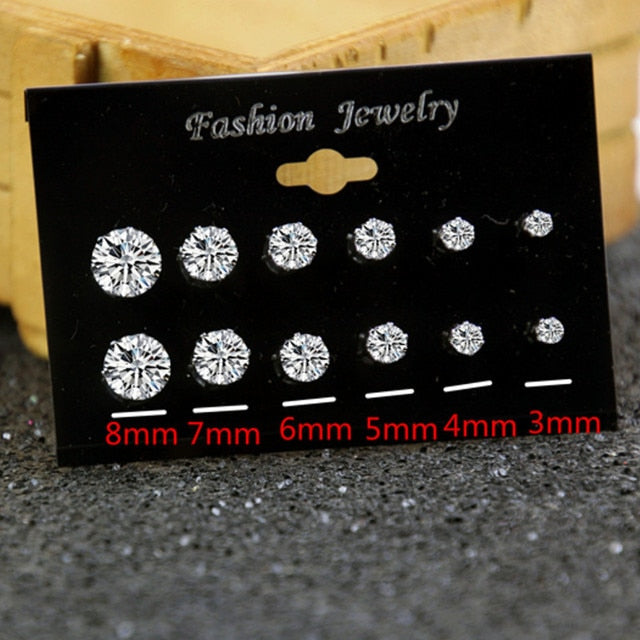 White Crystal Stud Earrings Set - Kandy's Gadgets